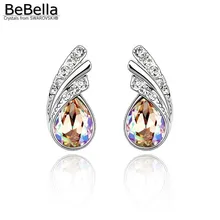 BeBella, серьги-гвоздики в форме капли воды с кристаллами Swarovski для женщин и девушек, модные ювелирные изделия, подарок