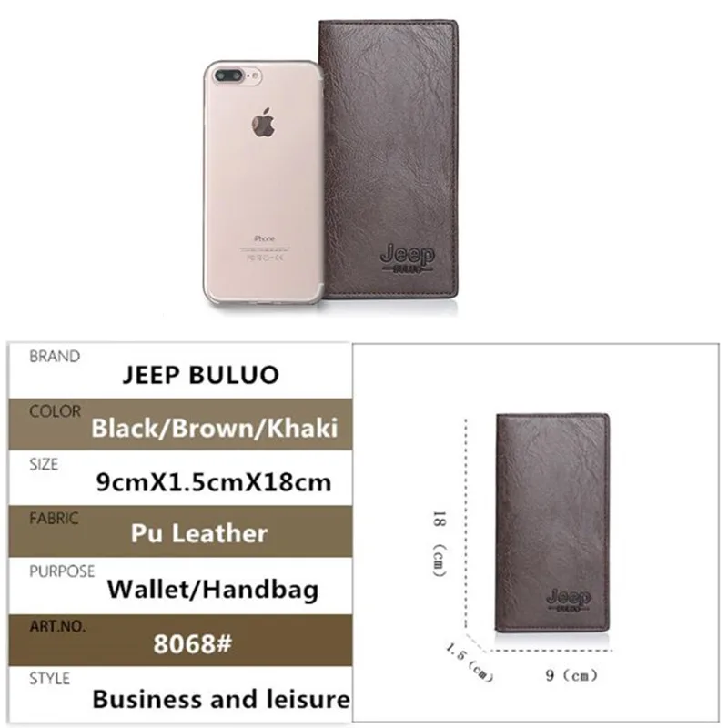 Мужское кожаное портмоне jeep buluo брендовый кошелек цвета хаки с отделением для