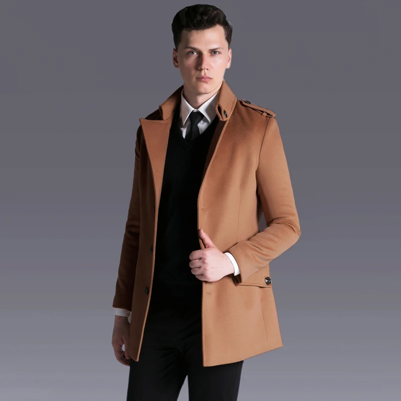 Luxury Brand Male Single Breasted Cashmere Coat Autumn