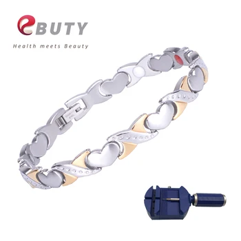 

EBUTY Stainless Steel Heart Lover Bracelet Fashion Health Energy Magnet FIR Bangles High Power Therapy