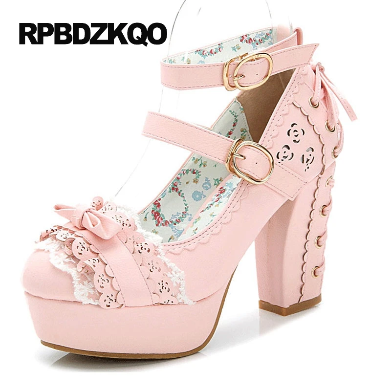 pink and white platforms