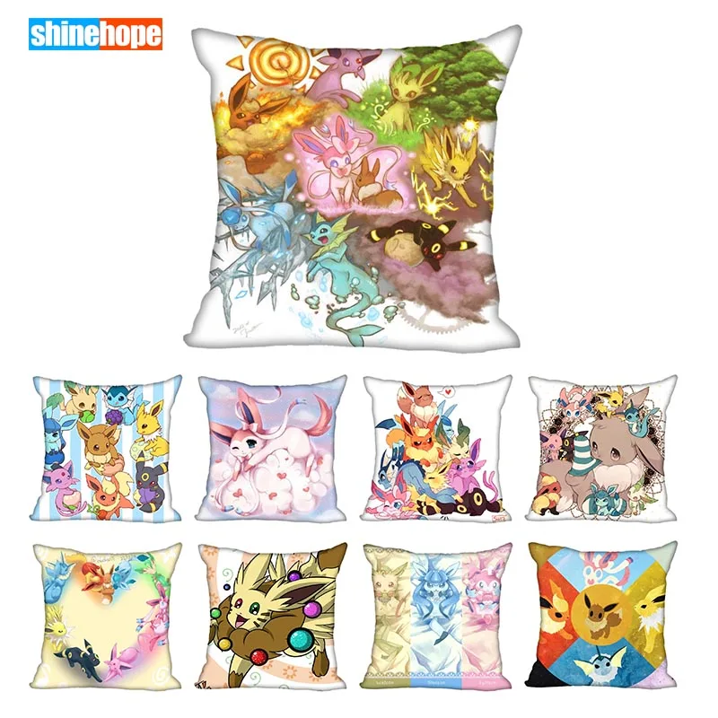 

45X45cm,40X40cm(one sides) Pillow Case Modern Home Decorative Eevee Cartoon Pillowcase For Living Room Pillow Cover