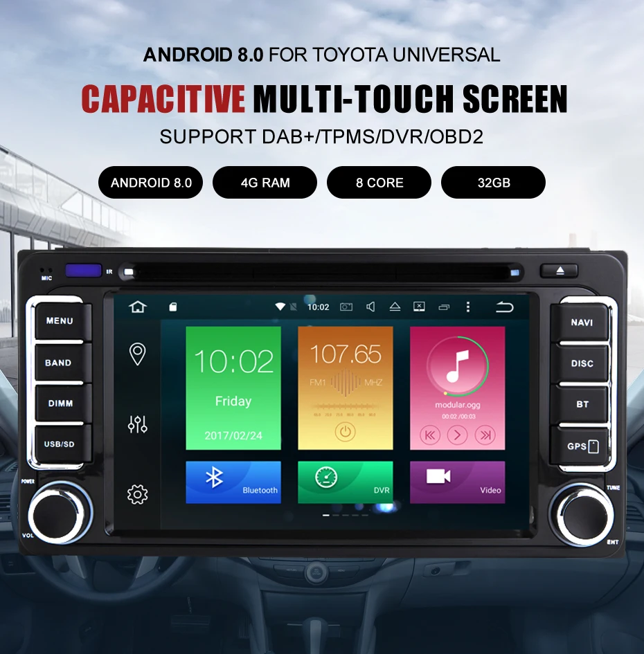 Top KANOR Octa Core RAM 4+32G 2 Din Android 8.0 Car Audio Stereo Radio DVD Player For Toyota Universal RAV4 Corolla Camry Hilux 0