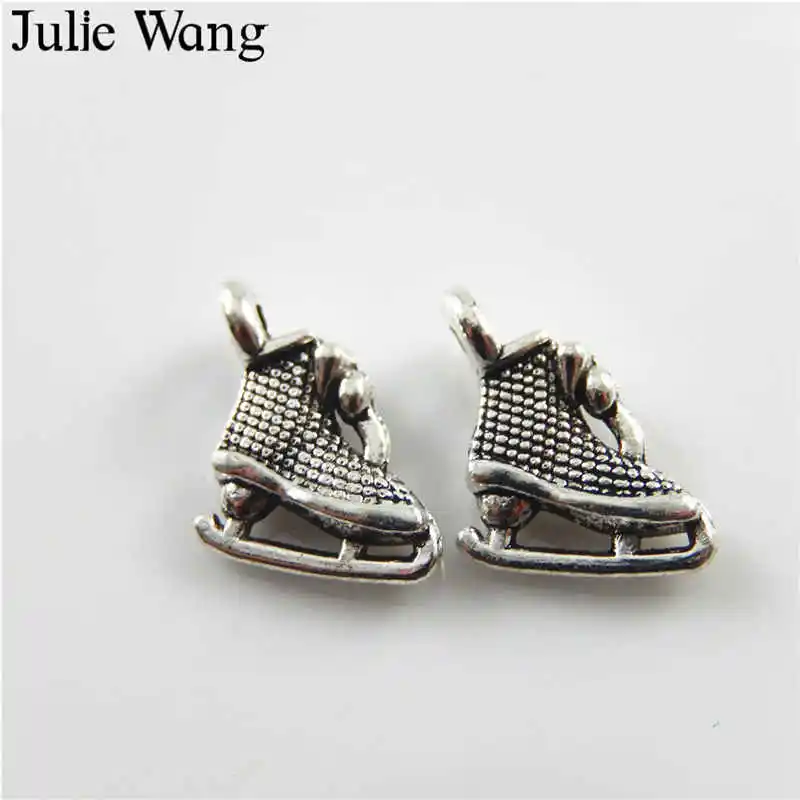 Julie Wang 50 шт. мини ледяные коньки шармы из сплава античный серебряный цвет кулон