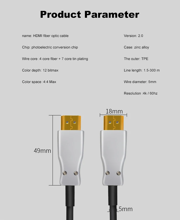 14 HDMI 2.0 Cable Active Optical Cable Long Transmission Lossless 4K 60Hz for HD TV Projector PS4 20m 30m 50M 10M Fiber Optic HDMI