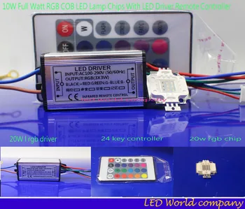 

1ste 10W rgb led chip+10W RGB LED Driver Waterproof+24key Remote kit For Flood Light Lawn Lighting