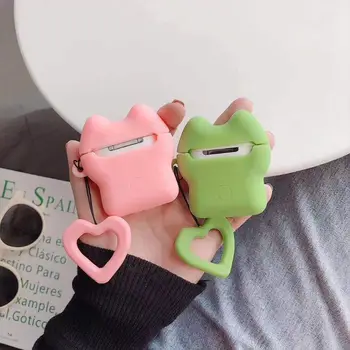

Cute Frog Pattern Soft Silicone Protective Cover Shockproof Case Skin Shell With Lanyard for Airpods 1/2 Charging Box
