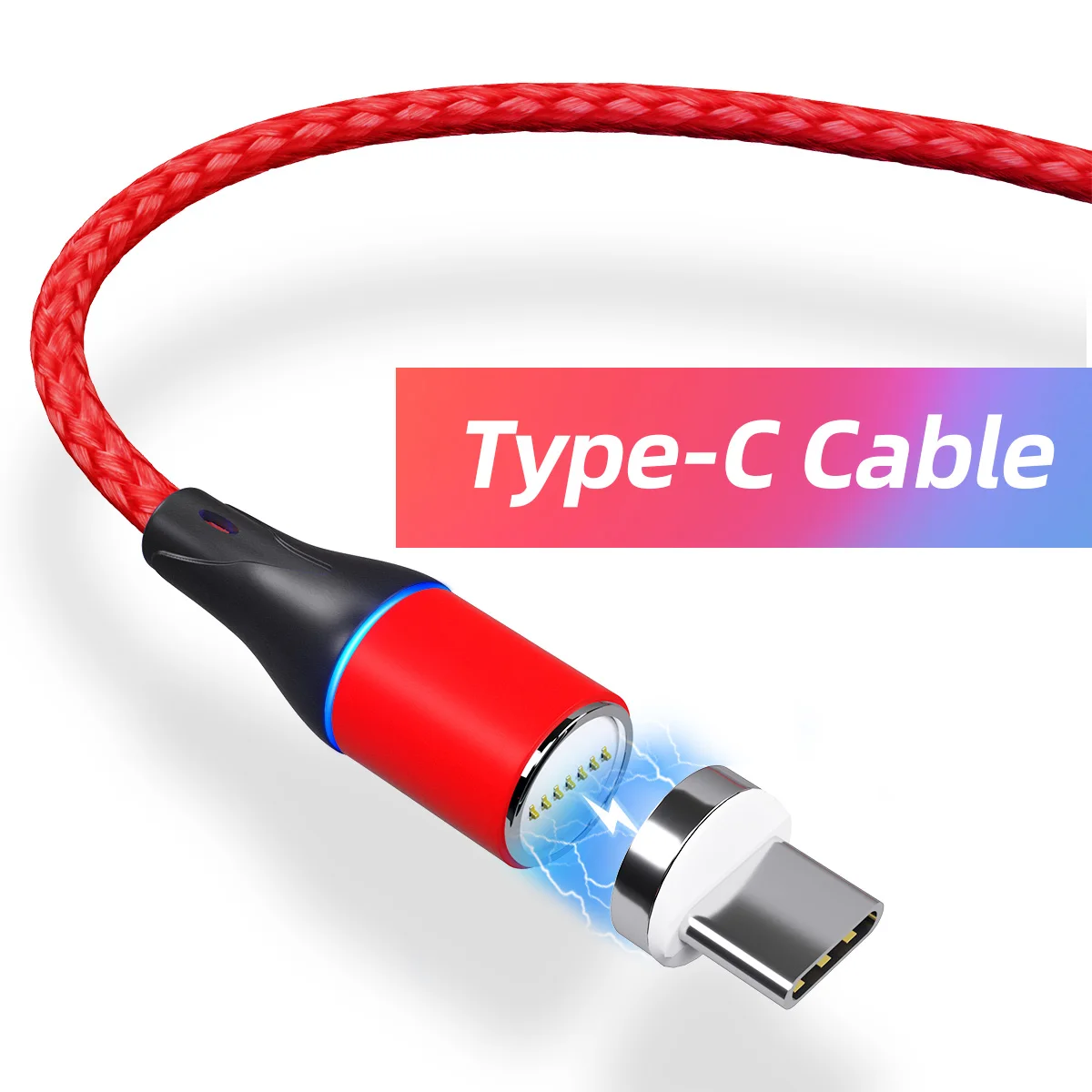 3A Магнитный Micro-USB, Тип usb C зарядный кабель 7-контактный жила провода для передачи данных быстрая Зарядное устройство Мобильный телефон магнит шнур Android Тип-C телефонных кабелей - Цвет: Red Type c Cable