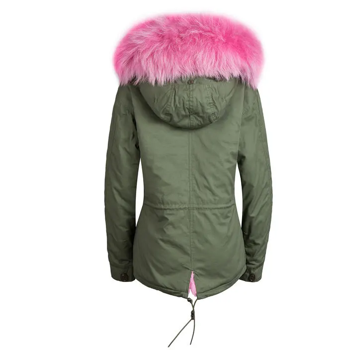 winter jacket with pink fur hood