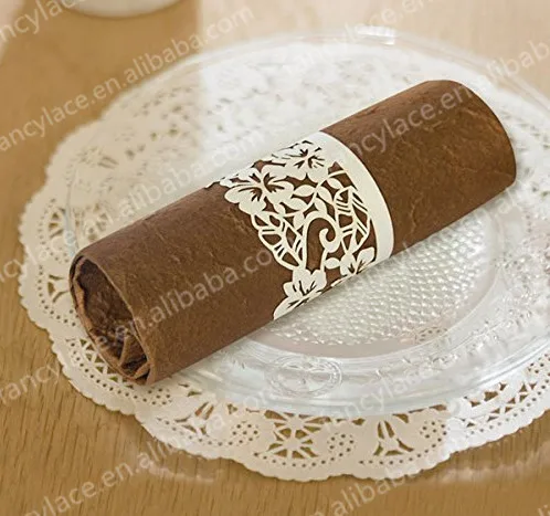 

50pcs Laser Cut Napkin Rings Flowers Paper Napkin Rings Party Serviette Table Decoration Accessories Banquet Dinner Decor
