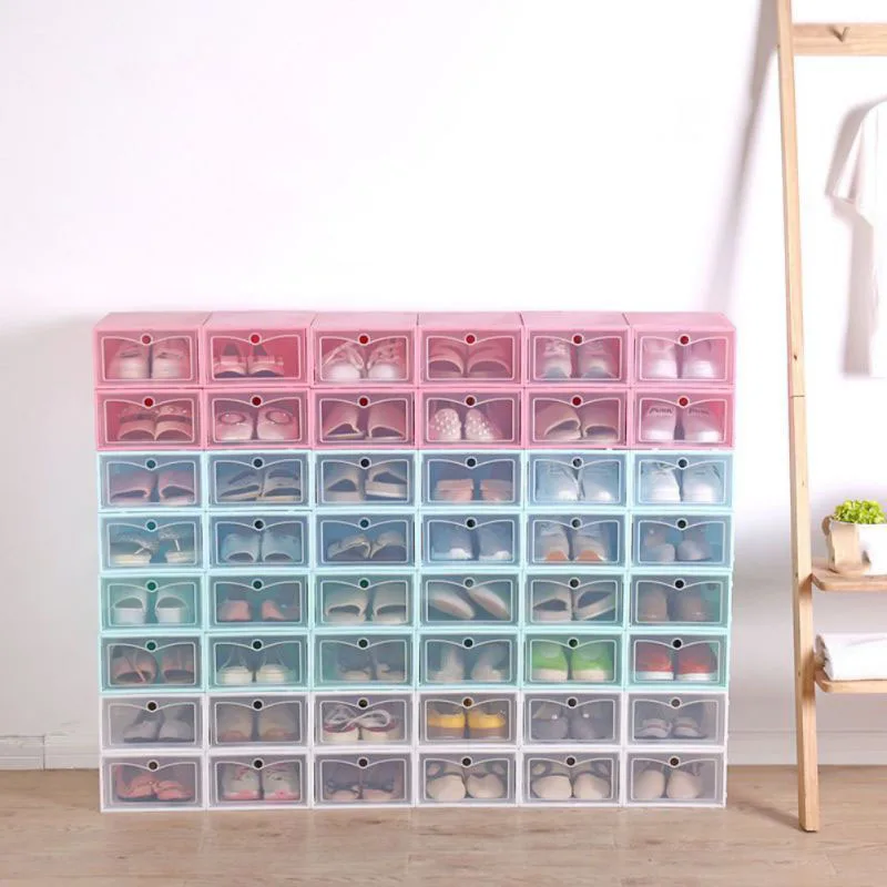 

Foldable Shoe Storage Case Boxes Portable Plastic Stackable Organizer Shoe Holder basket Easy DIY Multiple colors