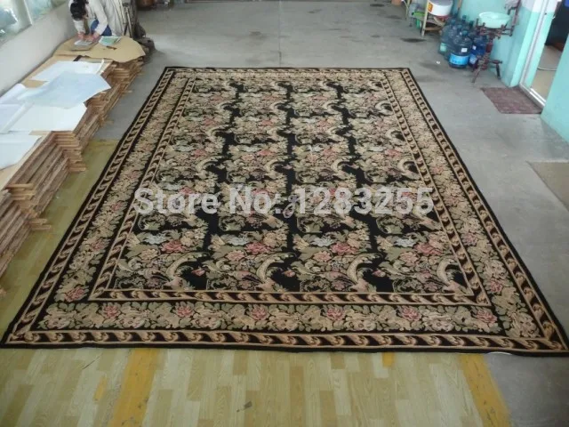 

Old Hand-made Traditional Wool Needle-point Carpet Antique Chinese Hand-made Wool Sofa Floor Use Antique Wool Rug Carpet