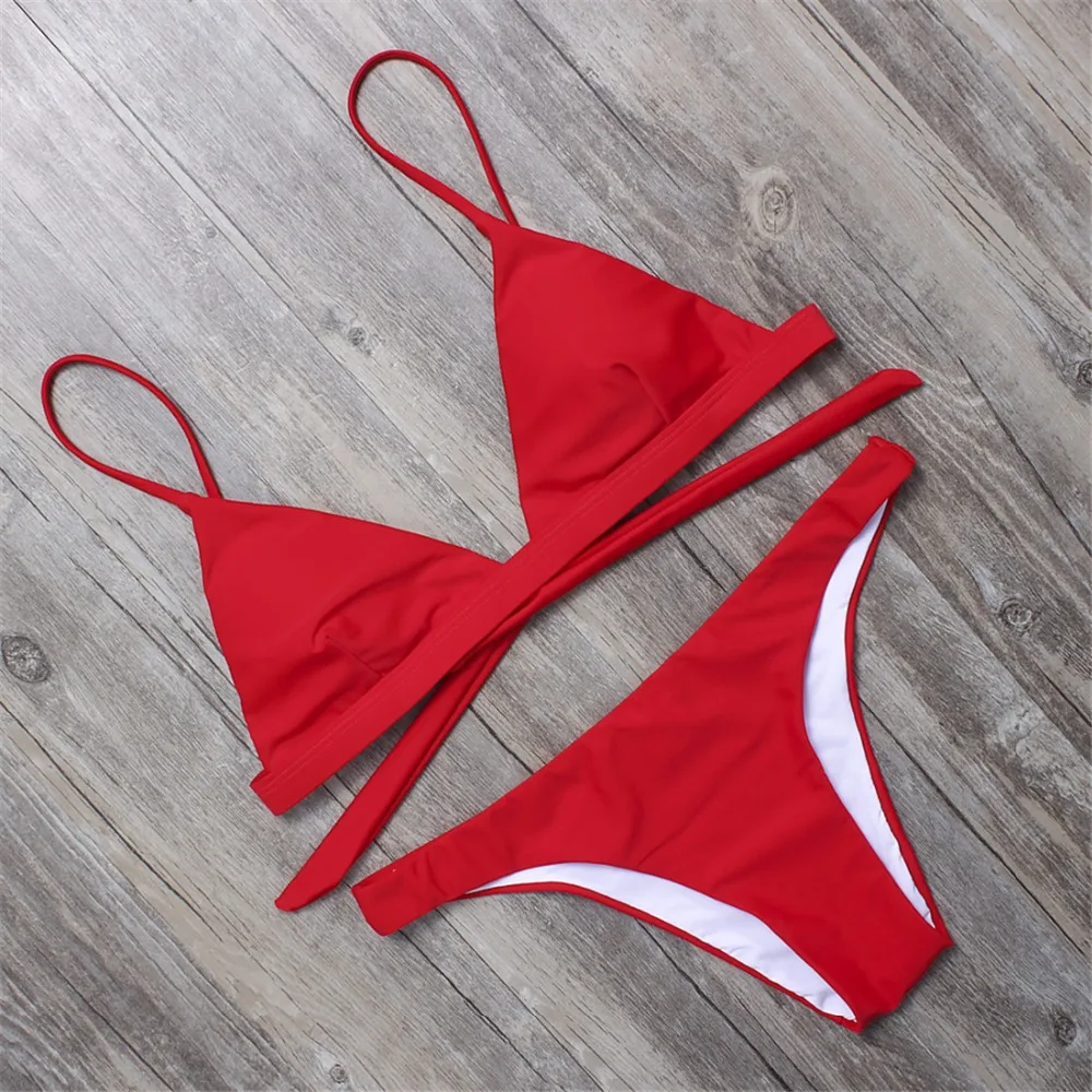Günstige BANDEA bikini bademode sexy solide bademode rot schwarz frauen badeanzüge 2019 niedrigen taille bikini tanga höschen badeanzug HA017