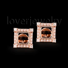 Изысканные 750 розовое золото Принцесса огранка 5,5 мм полу крепление Алмаз серьги гвоздики для женщин вечерние WE040