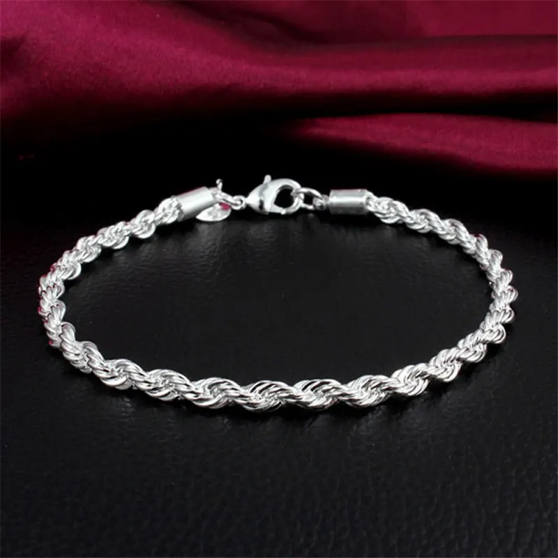 

Fashion silver plated chain bracelets for women charm bracelet twisted Link bracelets & bangles free shipping