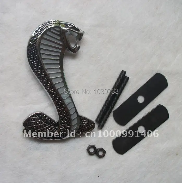 Silver Mustang Cobra Shelby Snake Front Grill Grille Alloy Car Emblem