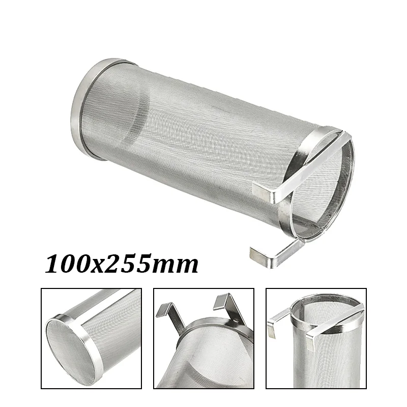 Günstige 304 Edelstahl Bier Pellet Hop Filter Hop Spinne Sieb Homebrew Trinken Filterung für Brauen Wasserkocher 100 x255mm 400 Mikron