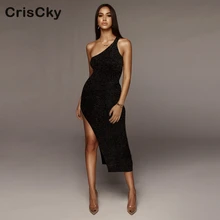 CRISCKY 2019 Women Dress Female Slash Neck Sleeveless Backless Slit Midi Dresses Ladies Casual Sexy Summer Evening Party Dresses casual side slit sleeveless women s midi dress