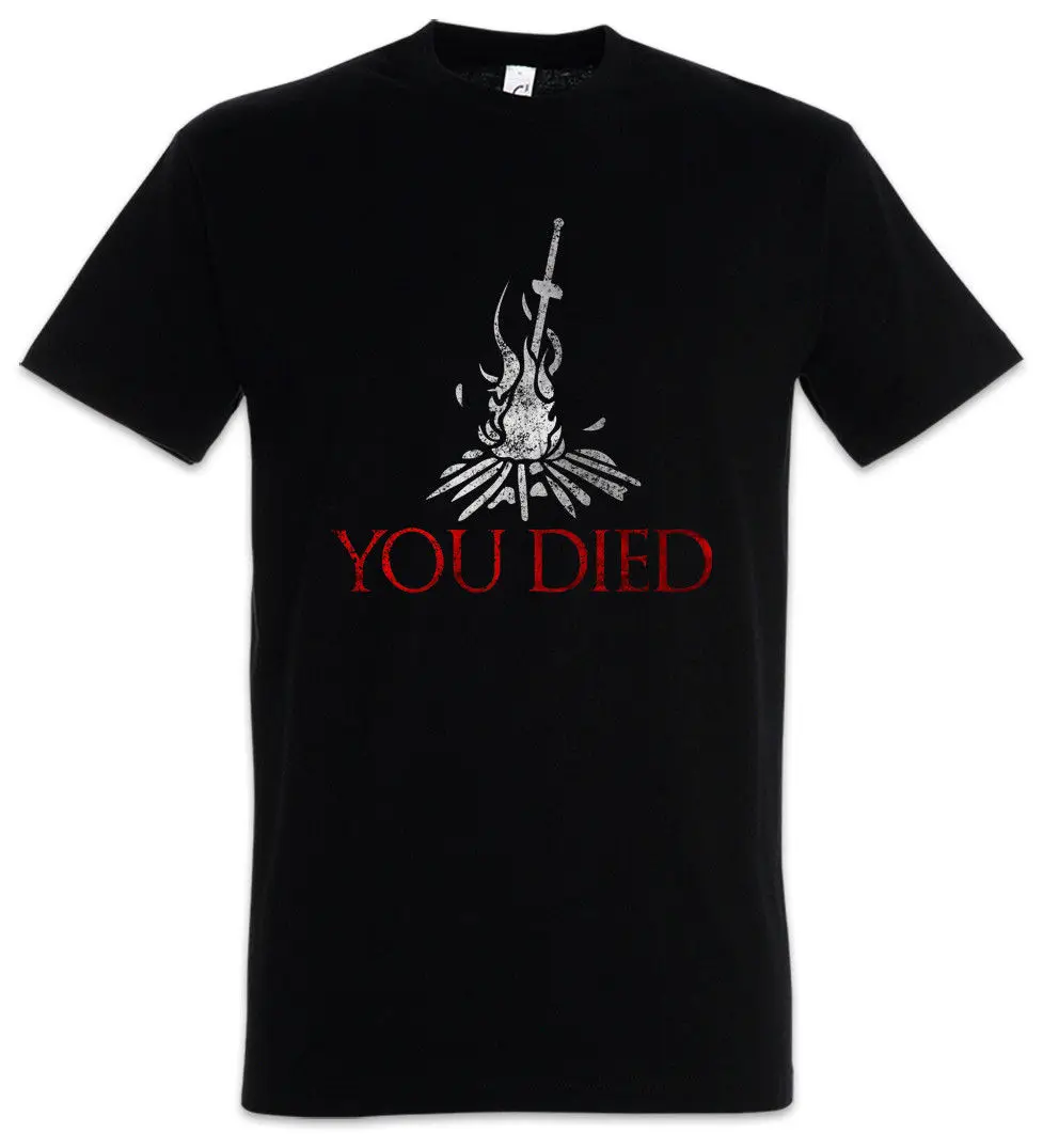 

YOU DIED DARK T-SHIRT Firelink Shrine Dark Gamer Nerd Souls Game Sun Cool Casual pride t shirt men Unisex New Fashion