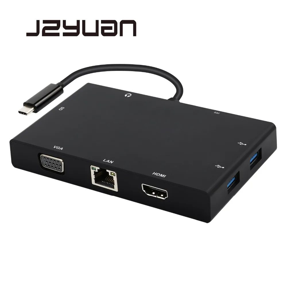 

Laptop Docking Station 8-in-1 USB C Thunderbolt 3 Adapter For Macbook USB C to HDMI VGA PD RJ45 Ethernet Audio USB 3.0 Dongle