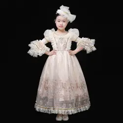 18th Century бежевый с расклешенными рукавами рококо барокко Бальные платья Хэллоуин Дети маскарад платье костюм