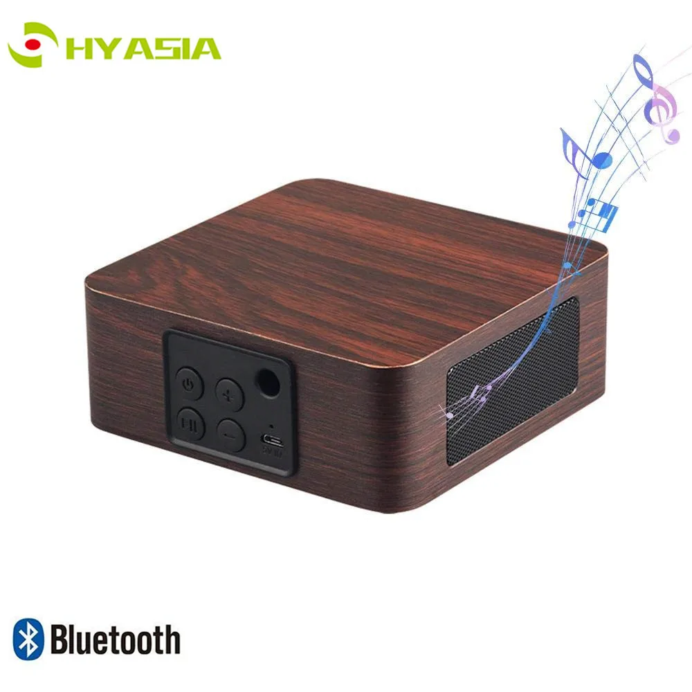 HYASIA портативный деревянный беспроводной динамик Bluetooth 3D стерео мини 1200 мАч для