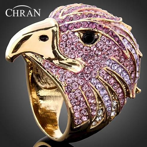 

Chran Wholesale Gold Color Crystal Big Ladies Eagle Party Ring Fashion Women Punk Jewelry Accessories Free Shipping Gifts