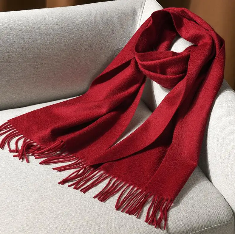 Женский шарф 180x30 см чистый кашемир вязаные шарфы для женщин зима осень мода теплые 9 цветов женские шарфы - Цвет: wine red