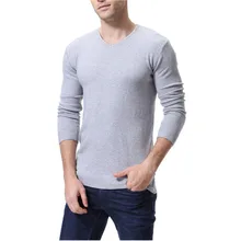 Осень зима вязаный мужской s v-образным вырезом сплошной цвет с длинными рукавами Повседневный Мужской пуловер облегающая мужская одежда 7 цветов