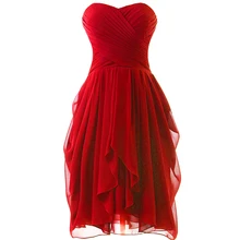 Neue Ankunft Einfache Chiffon Sommer Mini Prom Kleider Eine Linie Sleeveless Schatz Brautjungfer Kleid Party Kleider Cocktailkleider