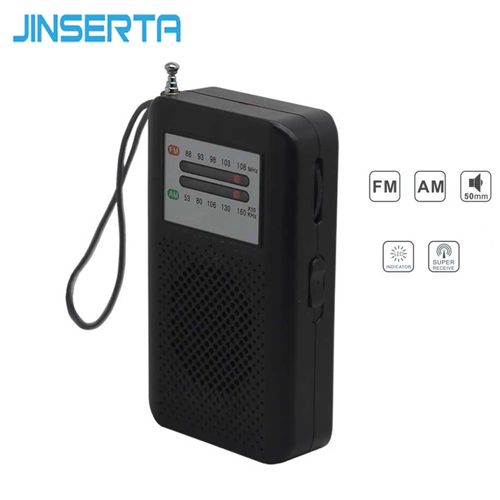 

JINSERTA Mini FM AM Radio Portable Pocket Receiver Speaker with Headphone Jack +Lanyard Best Gift for Parents