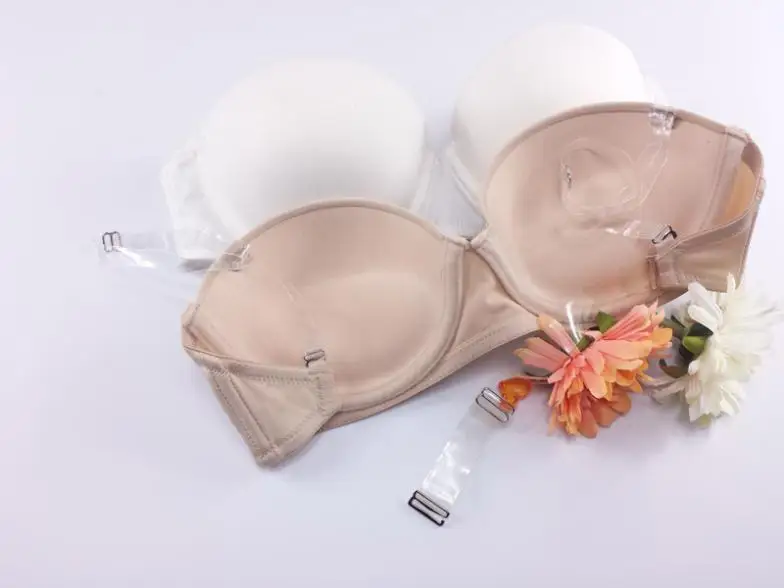 Invisible Bra Women Cotton Padded Contour Smooth Seamless Nude Underwire Push Up Strapless Bras Transparent Straps Brassiere New 18