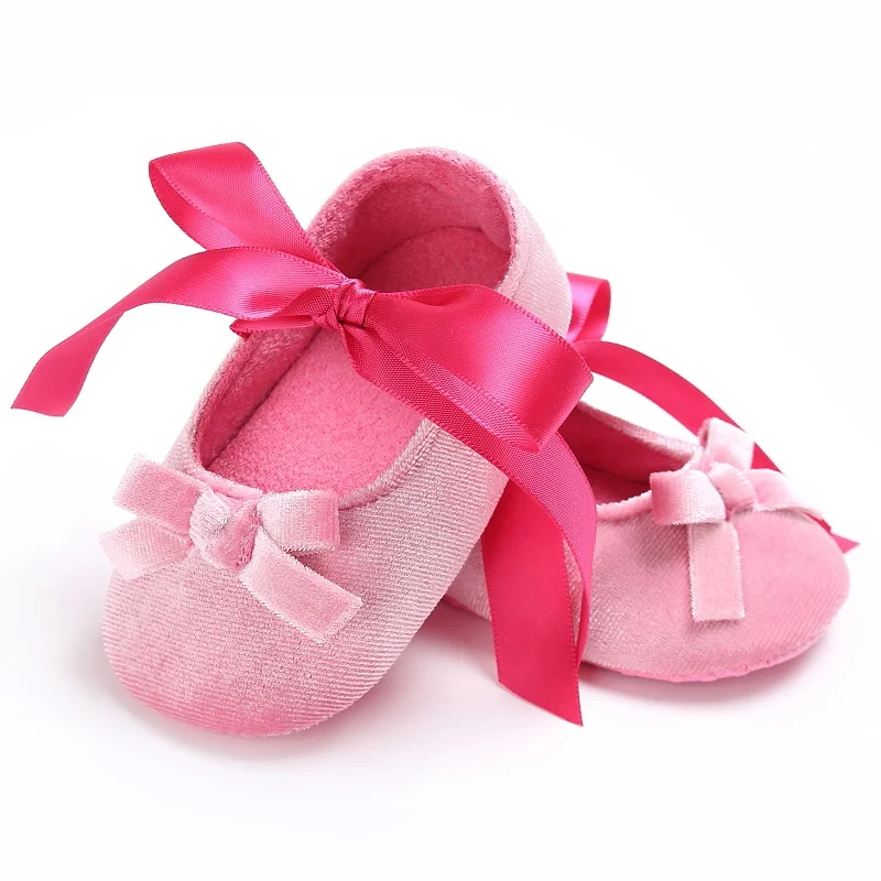 Lindo bebé Infantil primeros caminantes suaves zapatos de terciopelo princesa zapatos de bebé