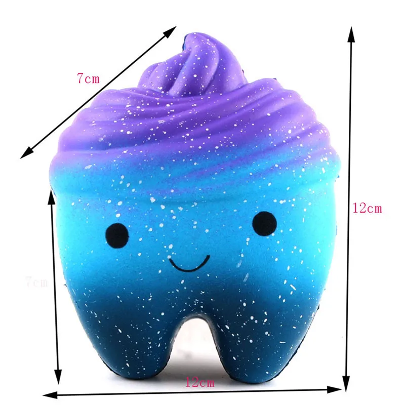 

Kids Toy Gift Cartoon Tooth Cake PU Jumbo Smile Face Slow Rising Kids Anti-stress Soft Squeeze Squishy Toys For Children