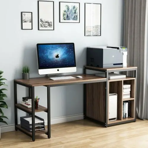 Desk Storage Shelf Computer Desk With Printer Stand For Home