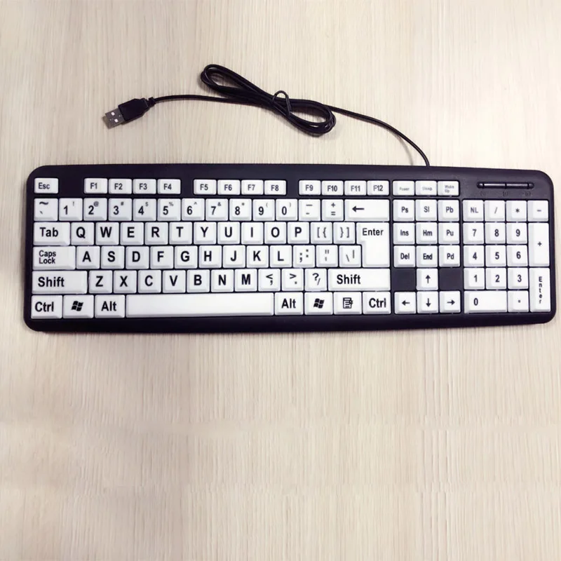 USB Проводная клавиатура для пользователей с низким видением большими белыми