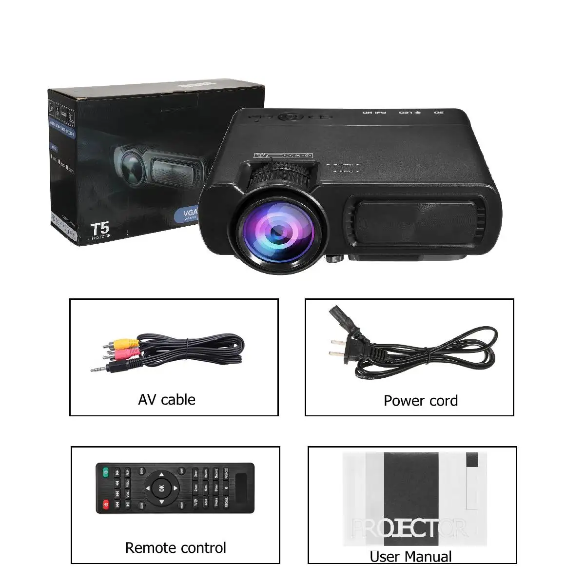 7000 люмен HD 1080P T5 ЖК проектор Beamer USB VGA HDMI AV TF для домашнего кинотеатра Proyector| |