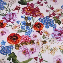 Многоцветный цветочный принт, высокая плотность, хлопок, ткань для женщин, девушек, летние платья, юбки, рубашки, Sewing-BF001