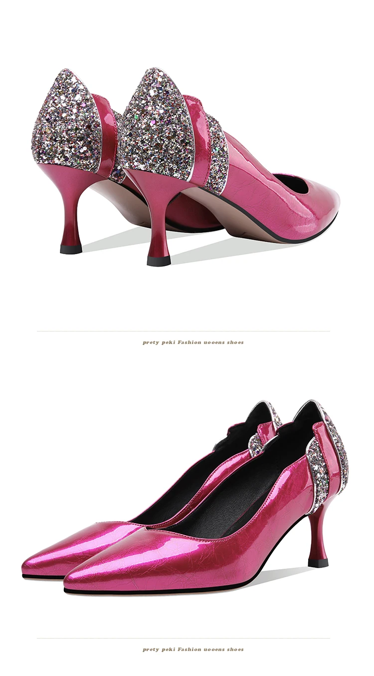 Женские туфли из лакированной кожи, подходящие по цвету внутри и снаружи; кожаные туфли на высоком каблуке в европейском и американском стиле для торжеств