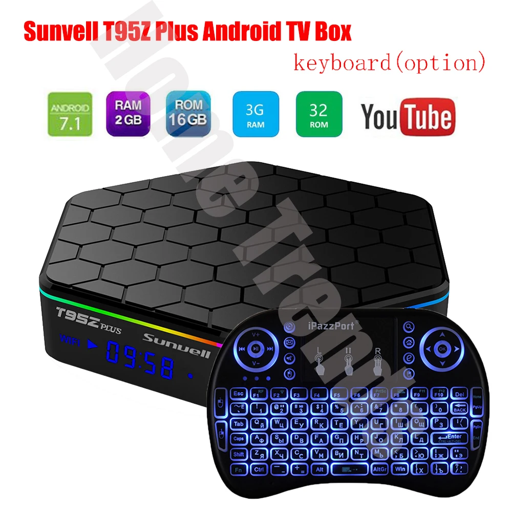 Sunvell T95Z Plus Android 7 1 смарт-бокс Amlogic S912 Восьмиядерный 4K x 2K H.265 декодирование 2 4G + 5G
