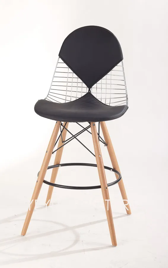 Минималистический современный дизайн Металлическая стальная и деревянная столешница барный стул модный дизайн высококачественная барная мебель 2 шт - Цвет: CHRM S BLK P NR LEG