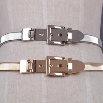 

Women Gold Black Silver Full Metal Elastic Chain Belt Fashion Belts Metal Pin Clasp Buckle Waistband