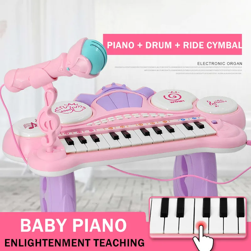 

Toys Musical Instrument Mini Microphone Piano Lighting Sound Effects Multimedia Playback 1-6 Years Baby Education Pianoforte