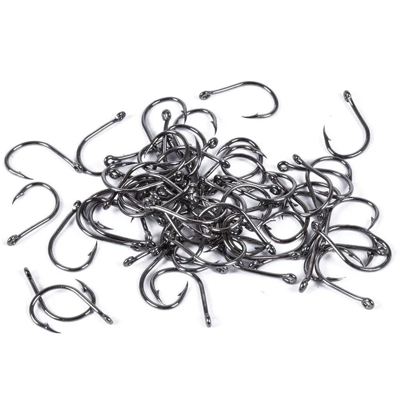 500PCS 3-12 # SET Fishing Hook Japan Carp Black Hooks High Carbon Steel With Hole Barbed Sea Saltwater Fishing Jig Accessories