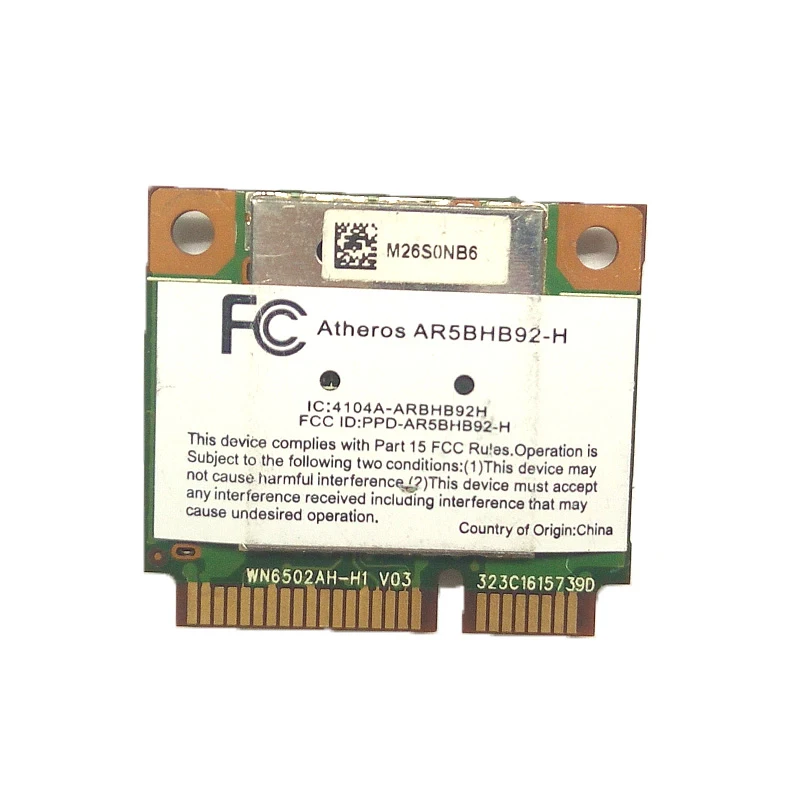 

Atheros AR5BHB92-H 300Mpbs 802.11a/b/g/n 2.4G/5G Mini PCIE Wireless N Card AR9280 For windows/Mac wifi module SPS 580102-001