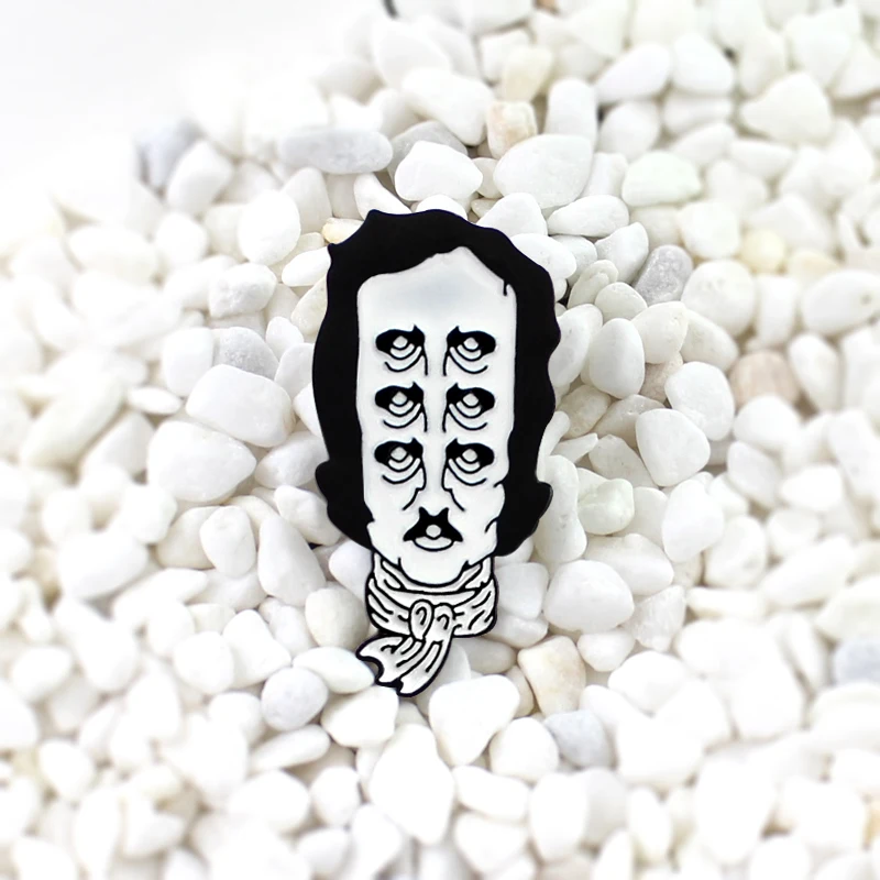 

Multi-eye Old man Edgar Allan Poe scarf Enamel Lapel Pins Leather cowboy decorative badge Personality jewelry Friends gifts