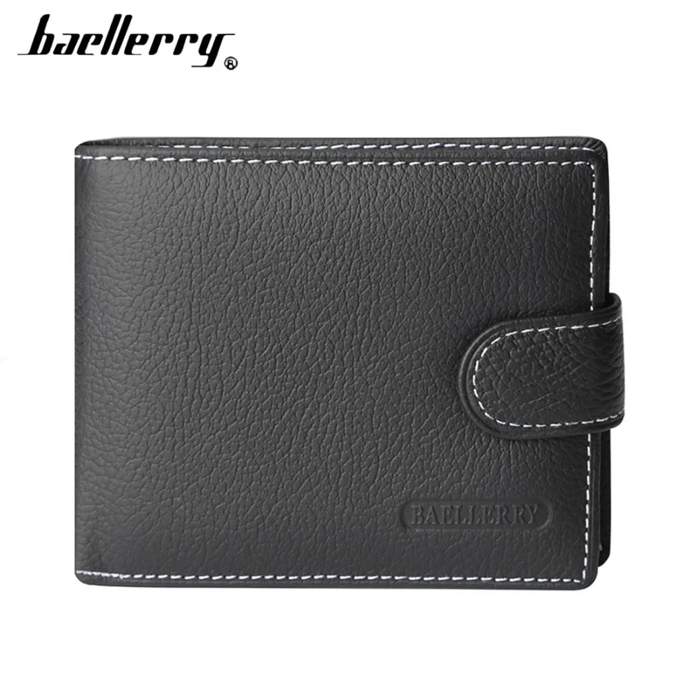 

Baellerry Leather Litchi Pattern Men Wallet Short Design Hasp Zipper Multi-card Coin Pocket Retro Brown Black Card Holder 11Y