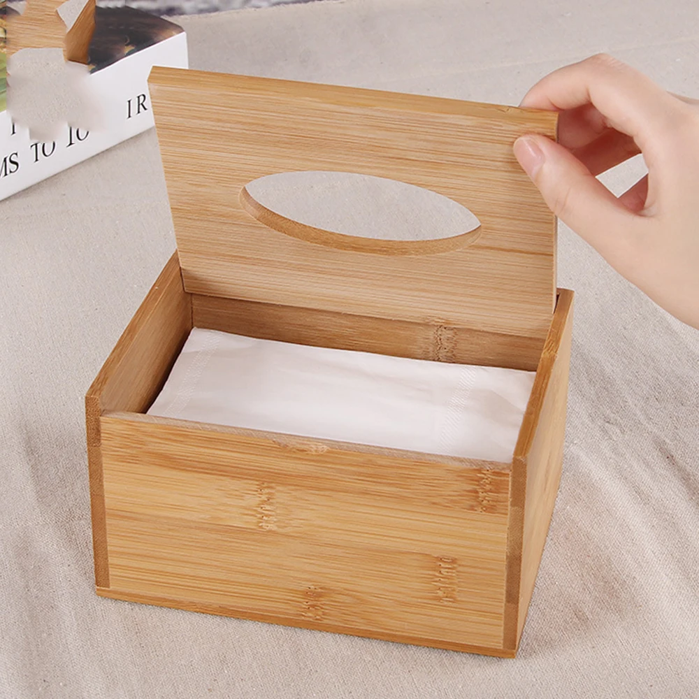  Bamboo Handkerchiefs Box Natural Wood Tissue Case for Home Office Desktop Bathroom Car Room Baby Wi