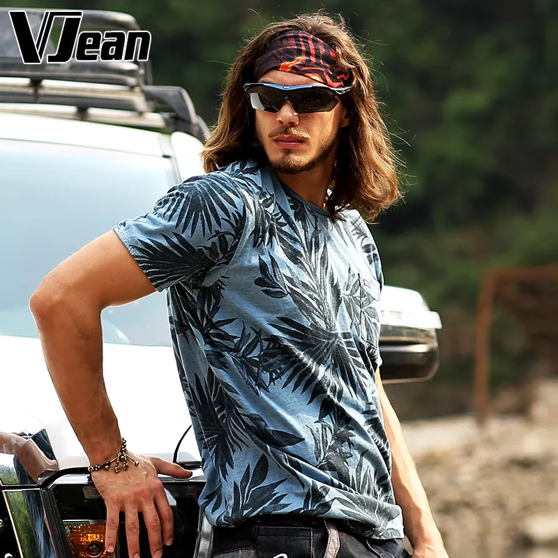 V JEAN font b Men s b font Graphic Print Knit Jean T font b Shirt