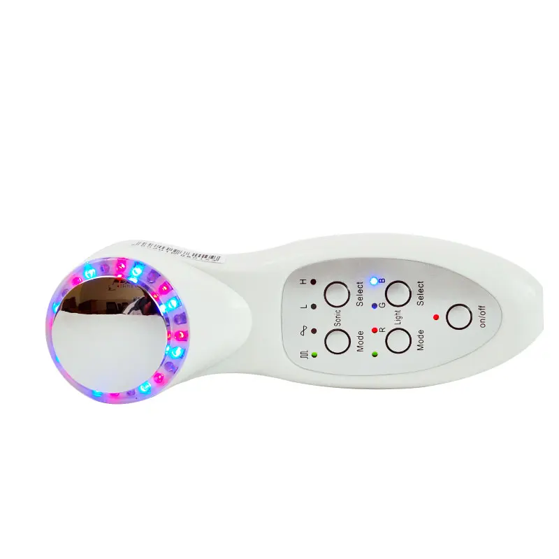  Portable Ultrasonic Face Massager 7 LED Photon Lights Sonic Lifting Face Lift Cleaner Wrinkle Remov